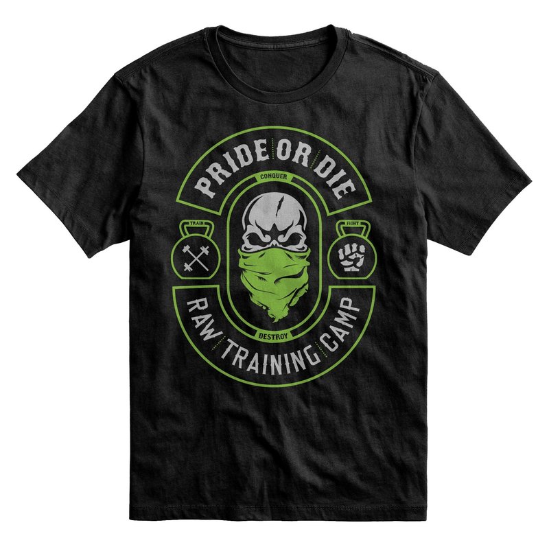 Pride or Die Pride or Die T Shirt Raw Training Camp V2 Zwart