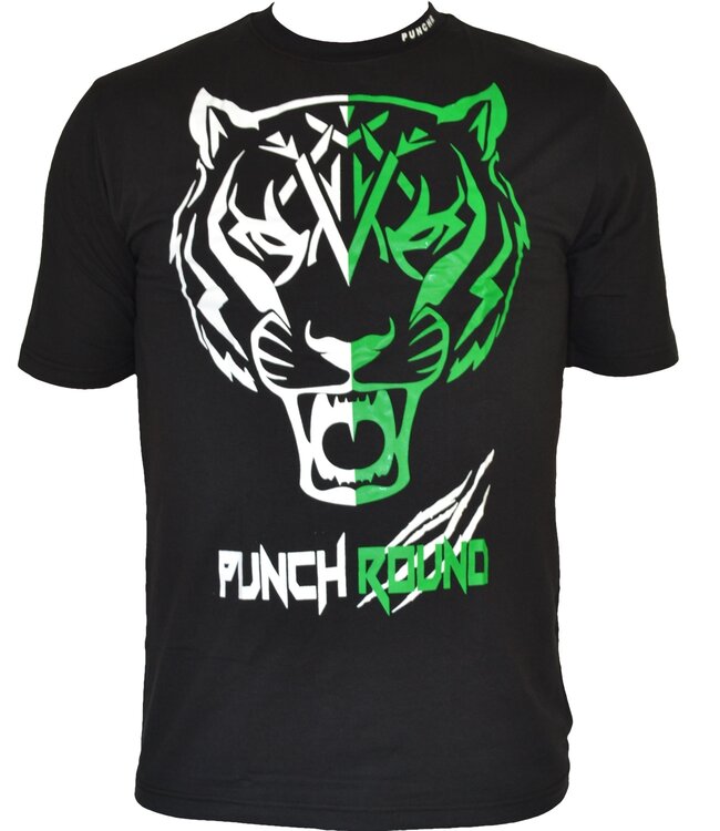 PunchR™  Punch Round Tiger Razor Shirt Kids Black White Green