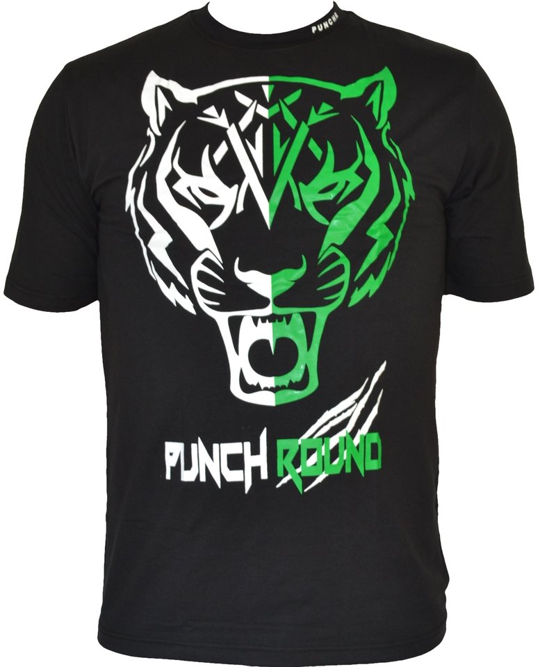 Punch Round Tiger Razor Shirt Kids Black White Green - FIGHTWEAR