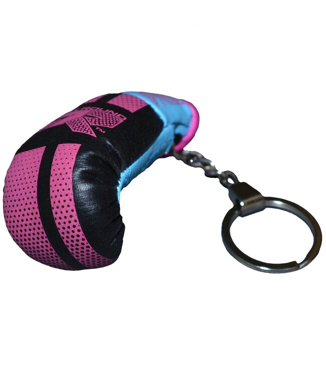 Punch Round Boxhandschuh Schlüsselring Rosa Schwarz Blau