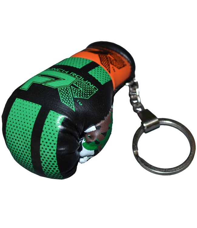 Punch Round Boxing Glove Keyring Camo Green Orange