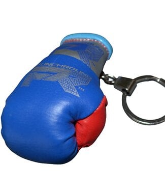 PunchR™  Punch Round Boxhandschuh Schlüsselring Blau Rot Silber