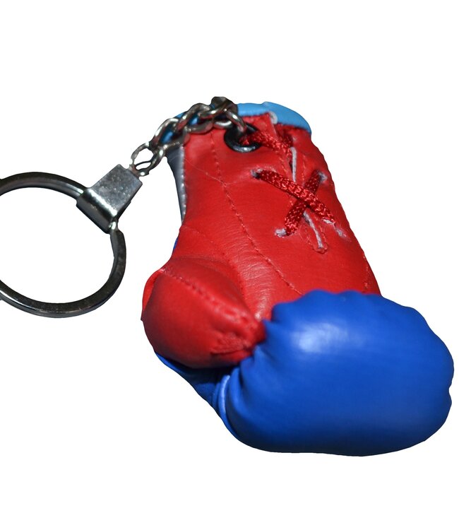 Punch Round Boxhandschuh Schlüsselring Blau Rot Silber