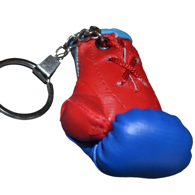 PunchR™  Punch Round Bokshandschoen Sleutelhanger Blauw Rood Zilver