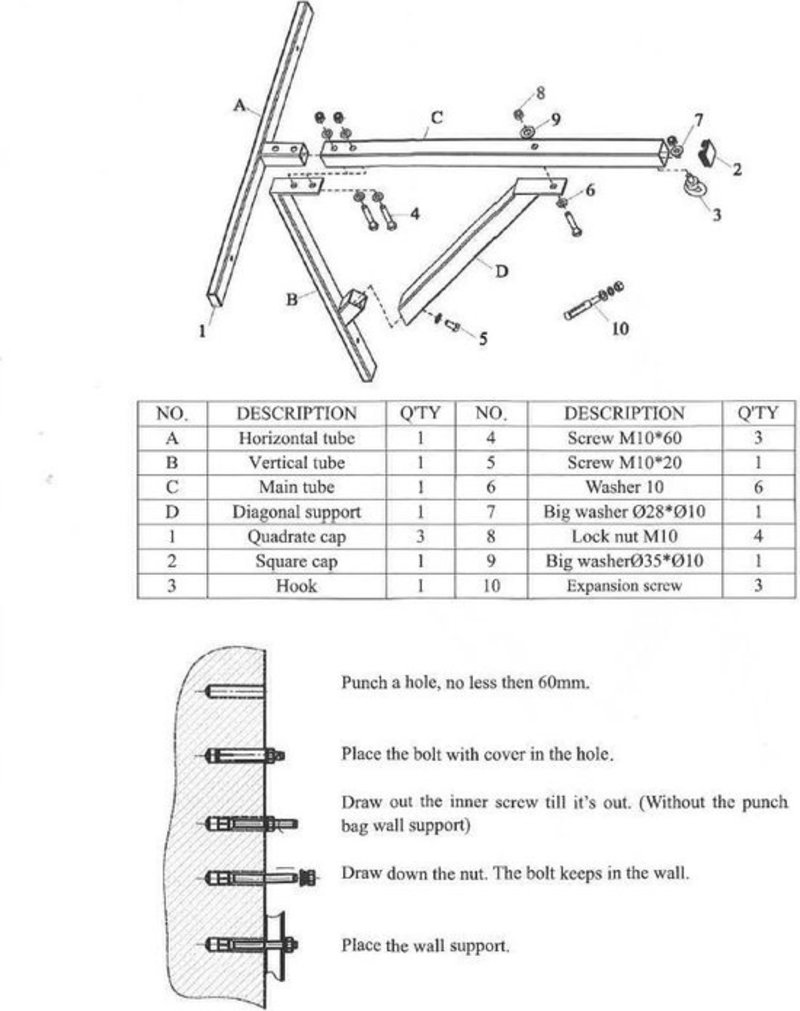 Heavy Duty Fixed Wall Bracket + 150cm 5ft Punching Bag + Mitts + Bag Chain  + Hook - Bunnings Australia