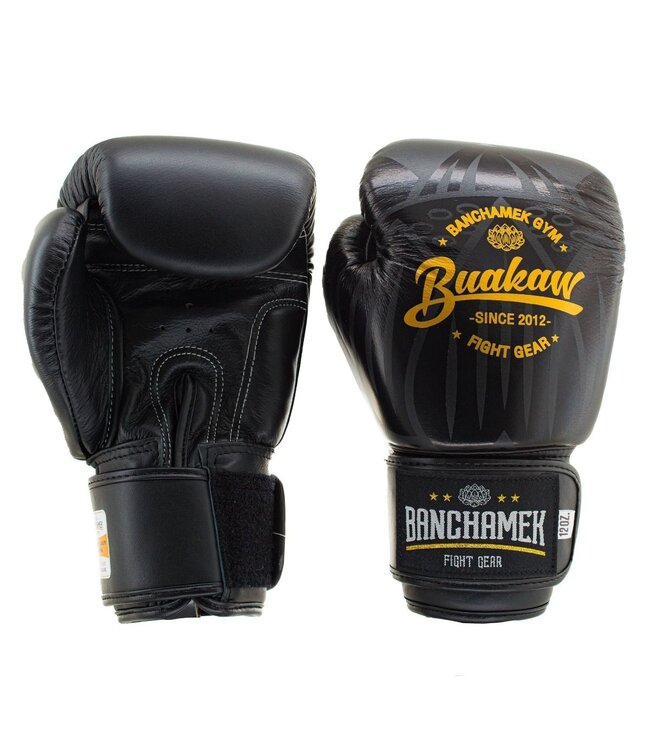 Buakaw Benchamek Boxing Gloves Black Leather