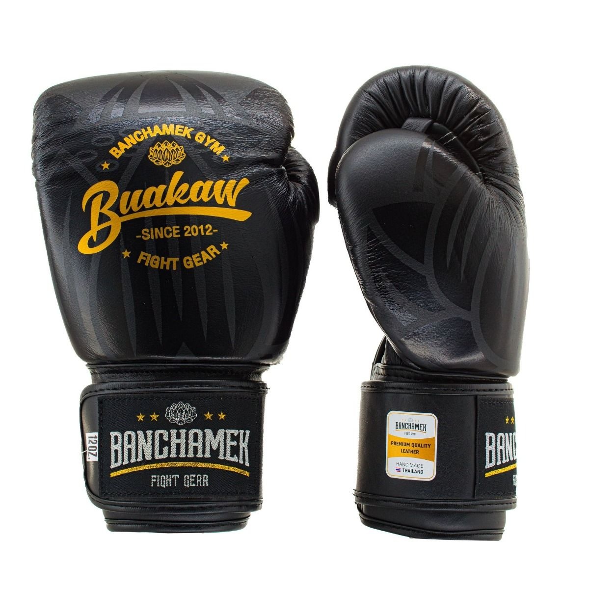 Buakaw Benchamek Boxing Gloves Black Leather - FIGHTWEAR SHOP EUROPE