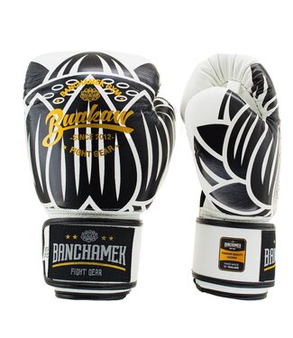 Buakaw Benchamek Muay Thai Boxing Gloves White Leather