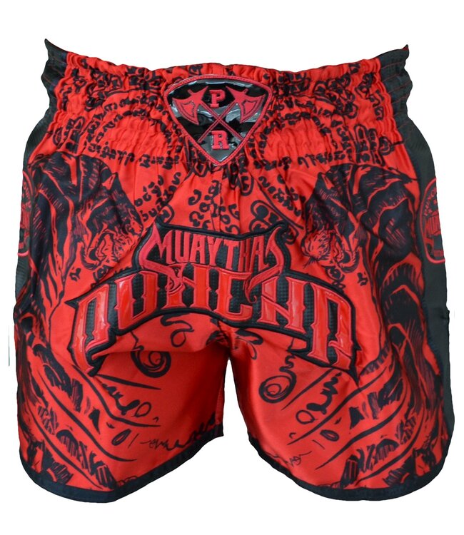 PunchR™  PunchR™ Sak Yant Tiger Muay Thai Short Rood Zwart