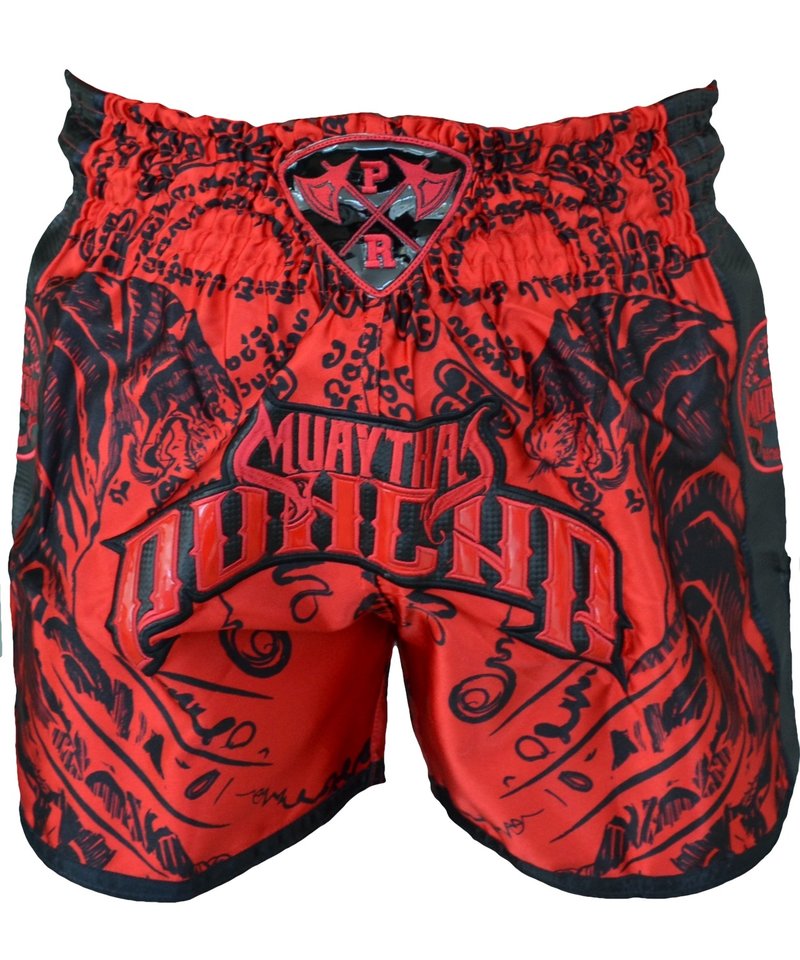 PunchR™  Punch Round ™ Sak Yant Tiger Muay Thai Kurzes Rot Schwarz