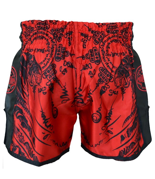 Punch Round ™ Sak Yant Tiger Muay Thai Kurzes Rot Schwarz