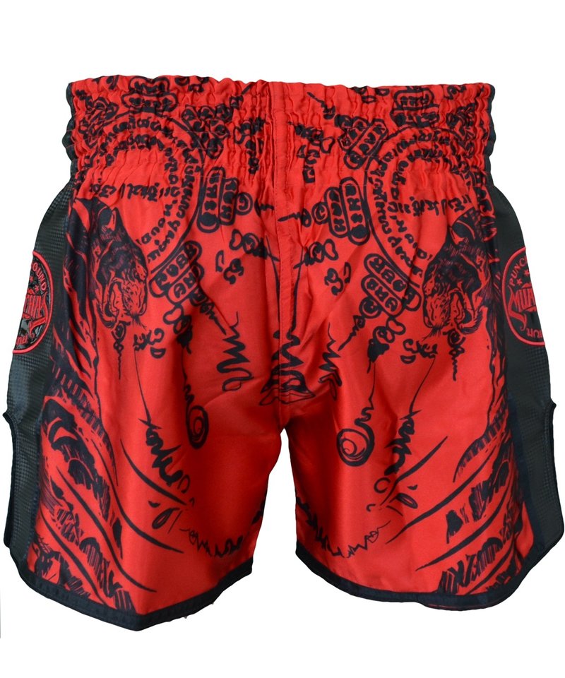 PunchR™  Punch Round ™ Sak Yant Tiger Muay Thai Kurzes Rot Schwarz