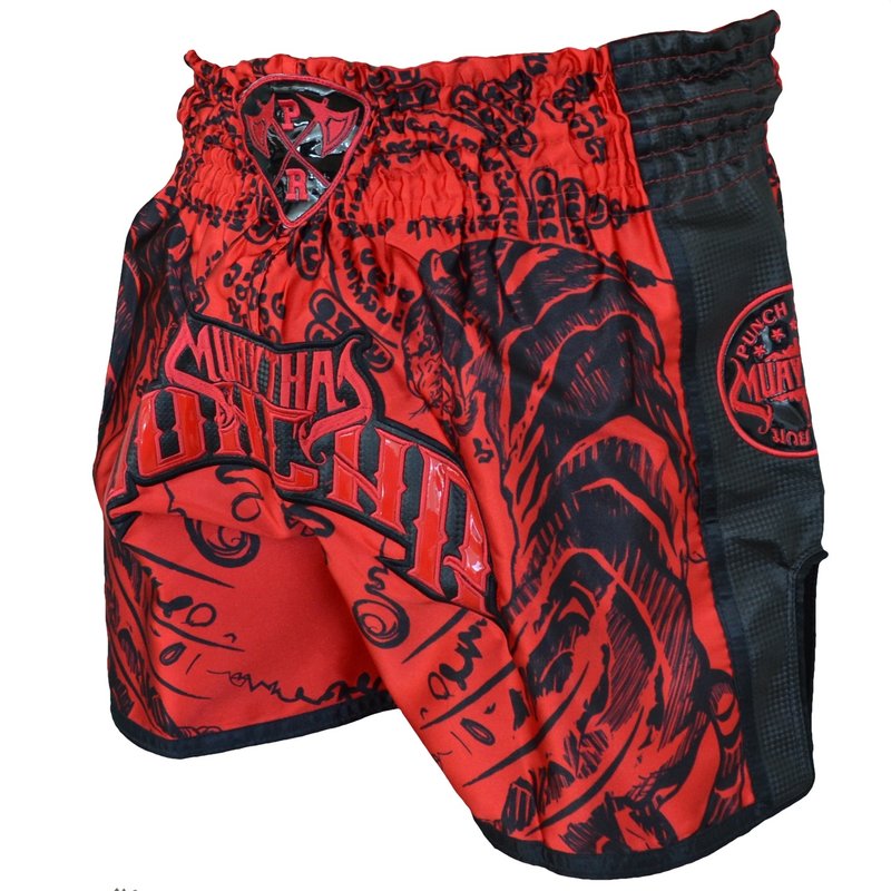 PunchR™  Punch Round ™ Sak Yant Tiger Muay Thai Kurzes Rot Schwarz