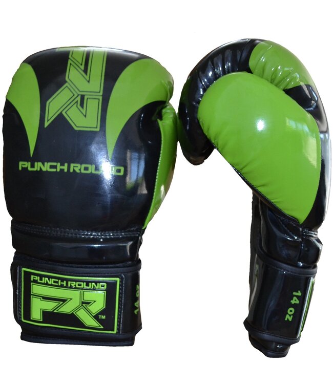 Punch Round "SLAM" Boxing Gloves Black Green