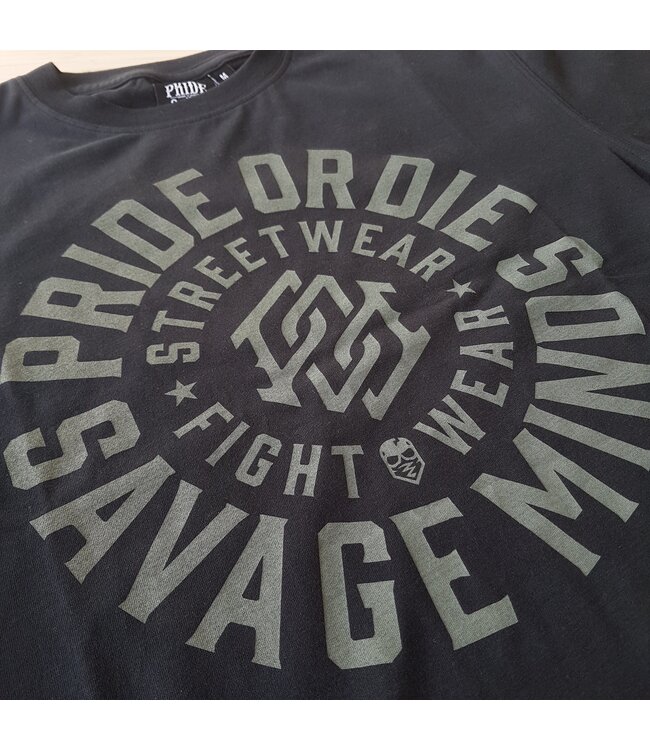 PRiDEorDiE T-shirt SAVAGE MINDS Zwart