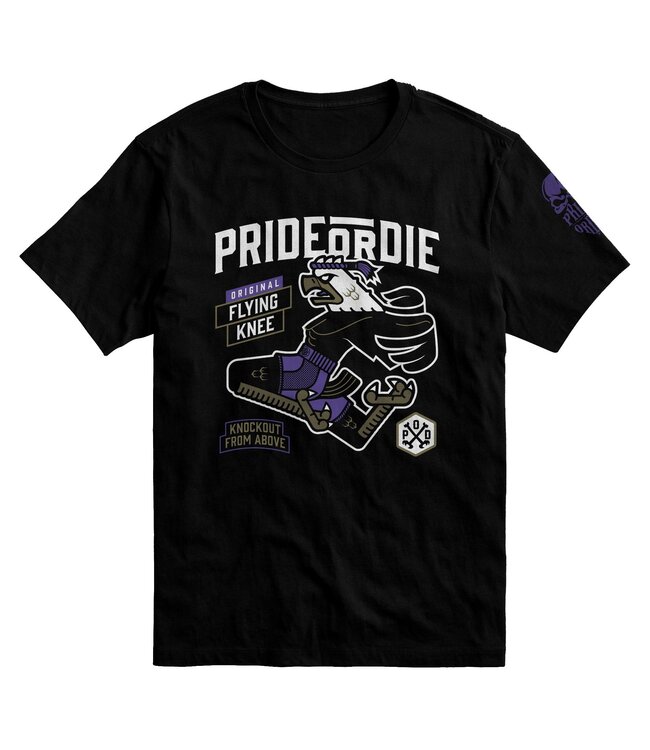 PRiDE or DiE T-shirt Flying Knee Black