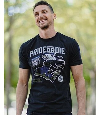 PRiDEorDiE PRIDE or Die T-shirt Flying Knee Zwart