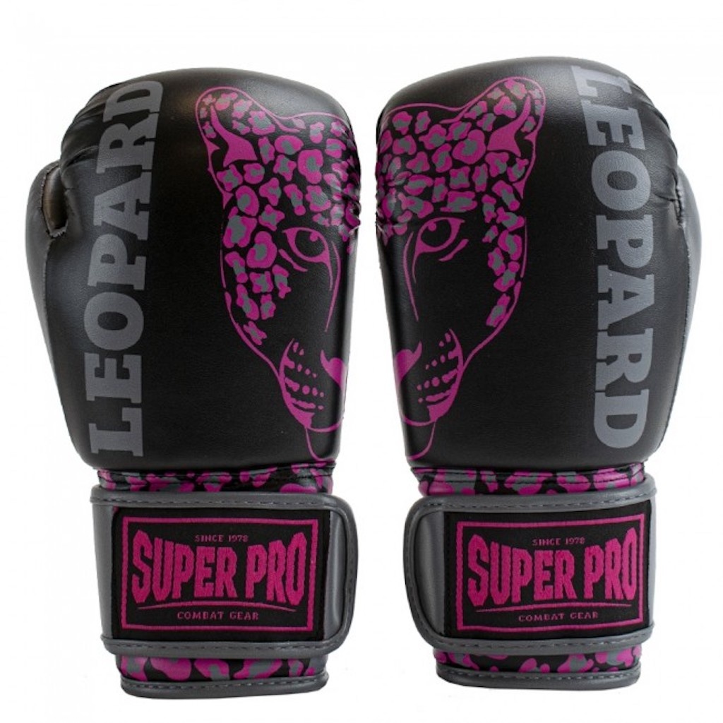 Super Pro Leopard Kinder Boxhandschuhe DEUTSCHLAND Schwarz Pink - SHOP FIGHTWEAR