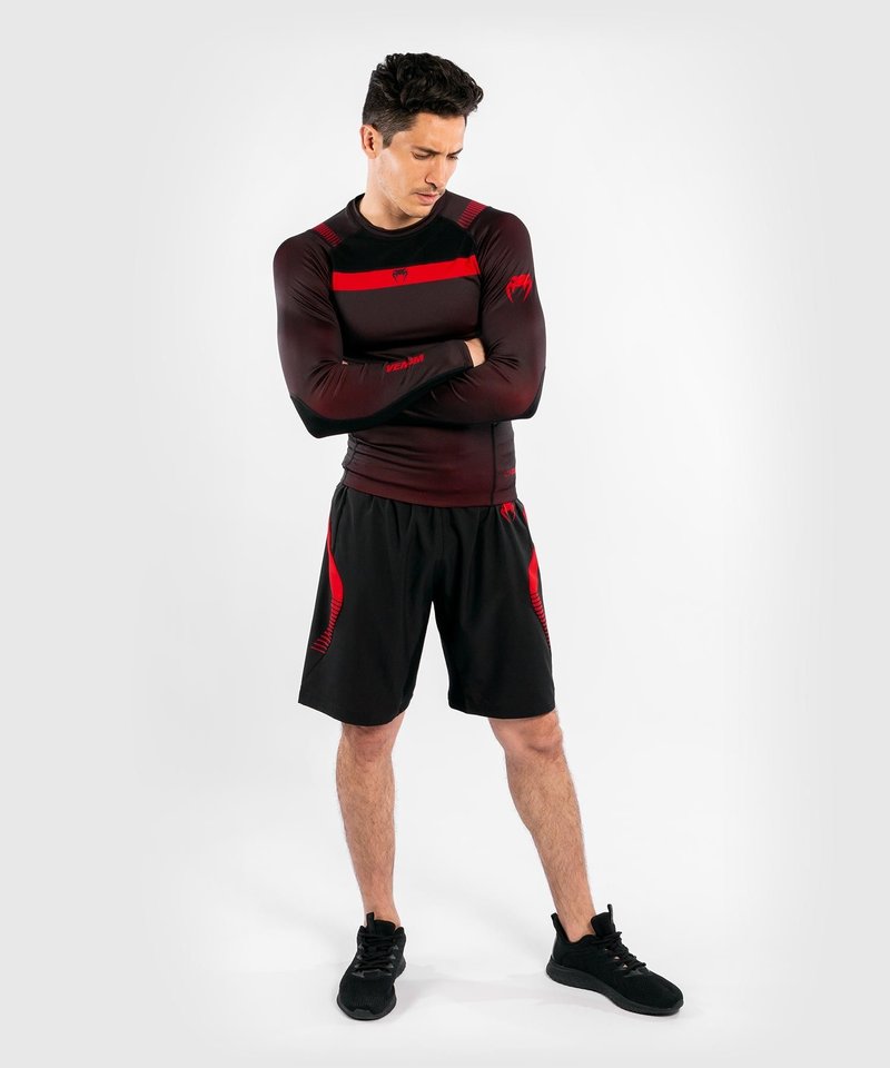 Venum Venum No Gi 3.0 Long Sleeve rashguard Black Red BJJ Clothing