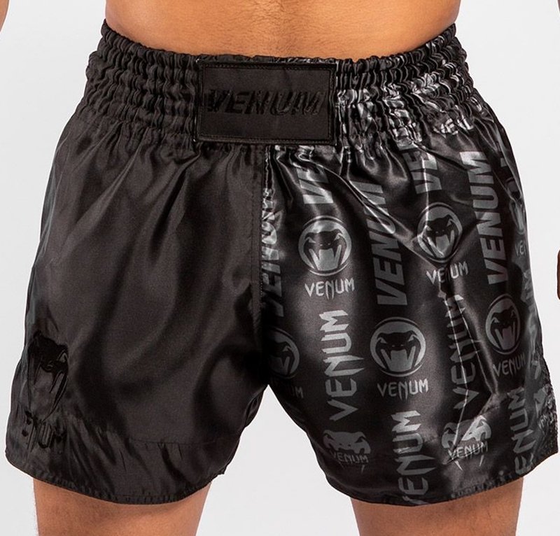 Venum Venum Logos Muay Thai Shorts Schwarz Schwarz Kickboxing Hose