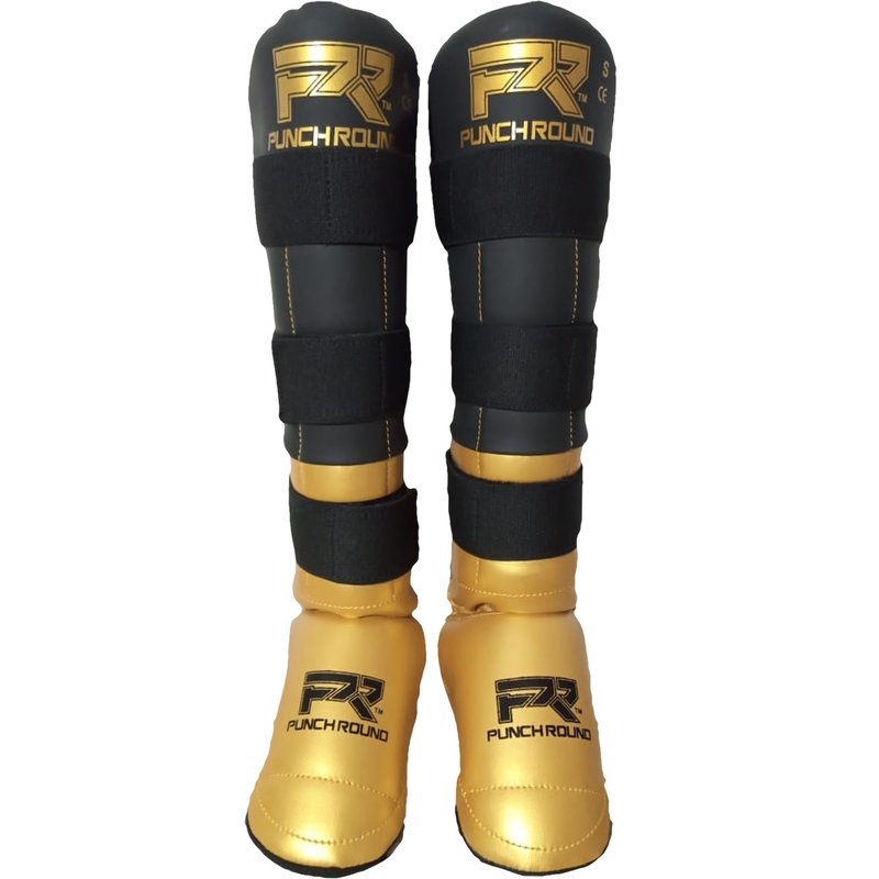 Punch Round Shinguards Experience Black Gold - FIGHTWEAR SHOP EUROPE