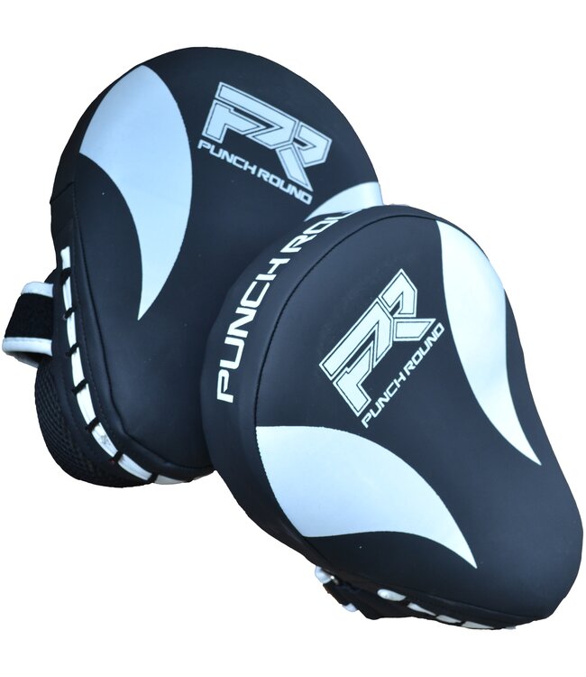 PunchR™  Punch Round PRO Hand Pads Kickboxing Pads Slam Black White