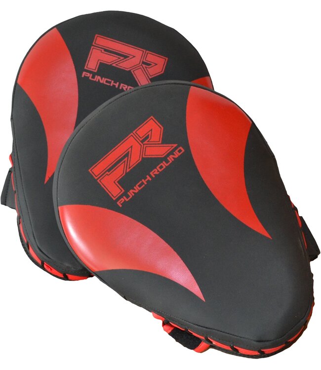 PunchR™  Punch Round PRO Hand Pads Focus Mitts Slam Zwart Rood