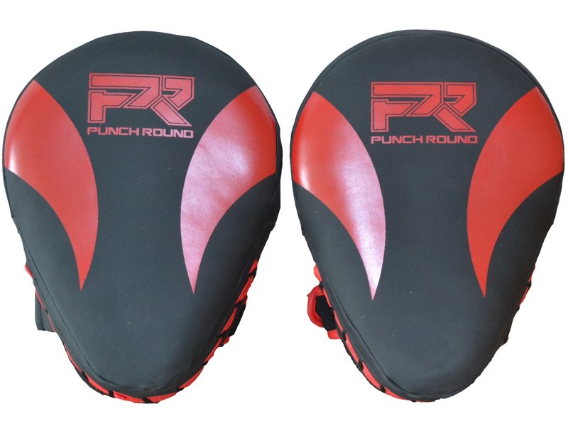 PunchR™  Punch Round PRO Hand Pads Focus Mitts Slam Zwart Rood