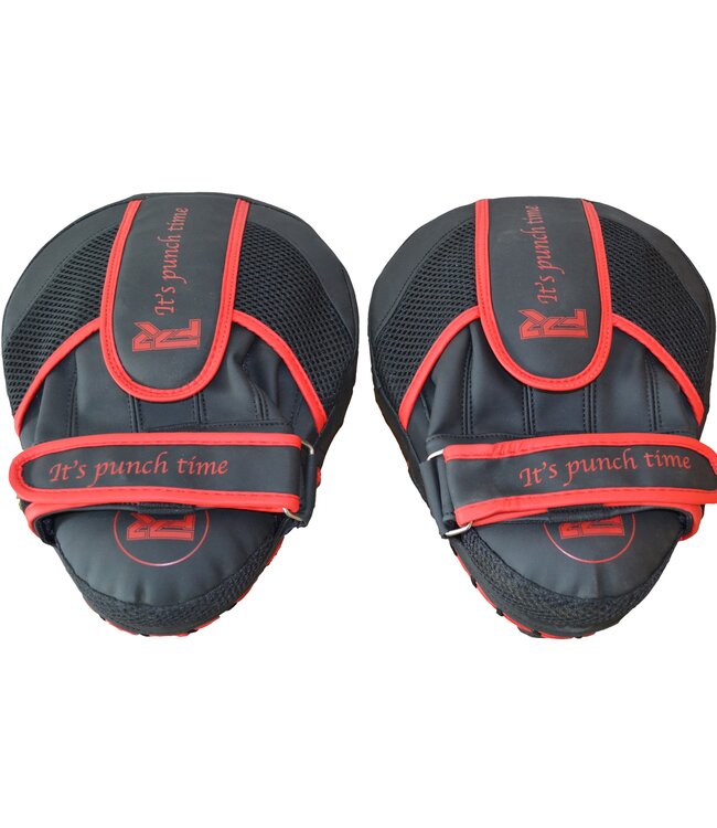 Punch Round PRO Hand Pads Focus Mitts Slam Zwart Rood