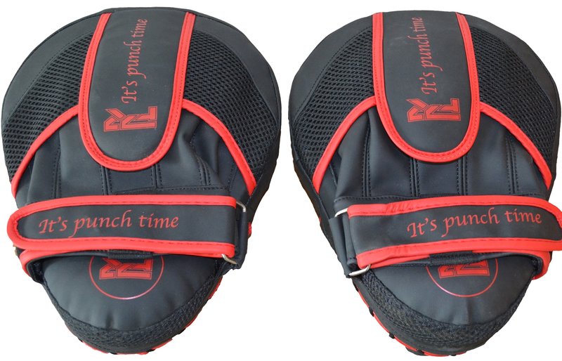 PunchR™  Punch Round PRO Hand Pads Focus Mitts Slam Zwart Rood