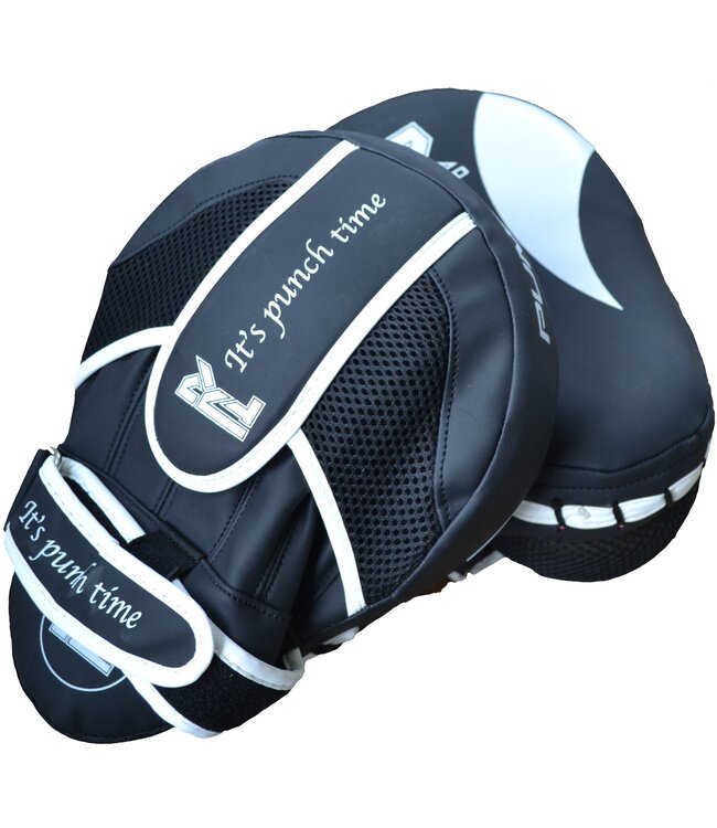 PunchR™  Punch Round Slam PRO Hand Pads Focus Mitts Schwarz Weiss