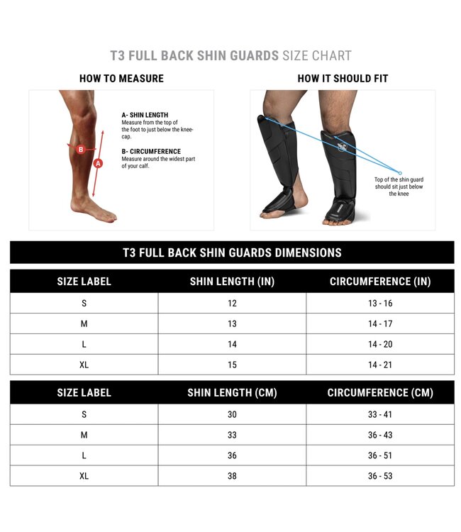 Hayabusa T3 Full Back MMA Shin Guards Black