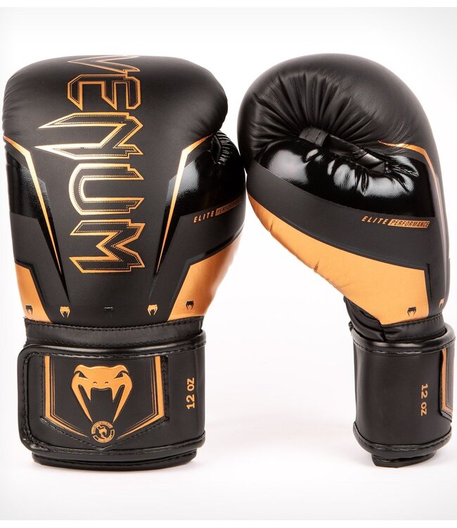 Venum Elite Evo Boxhandschuhe Schwarz Bronze