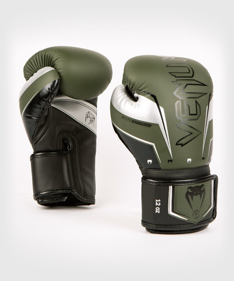 Venum Venum Elite Evo Kickboxing Boxhandschuhe Khaki Silber