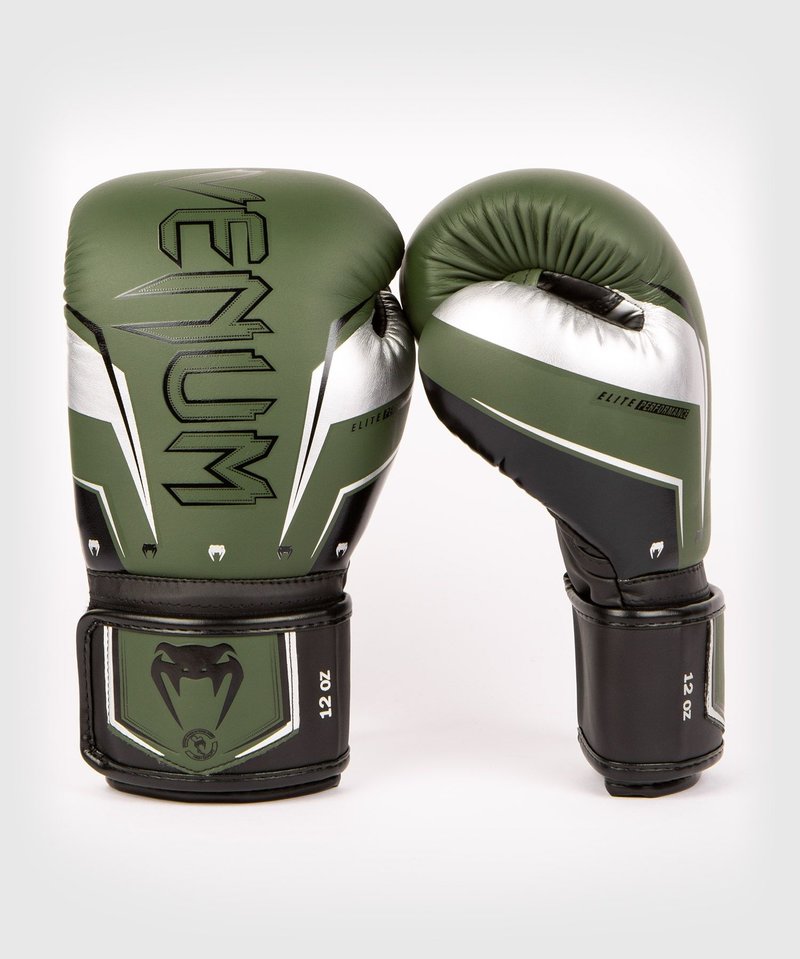 Venum Venum Elite Evo Kickboxing Gloves Khaki Silver