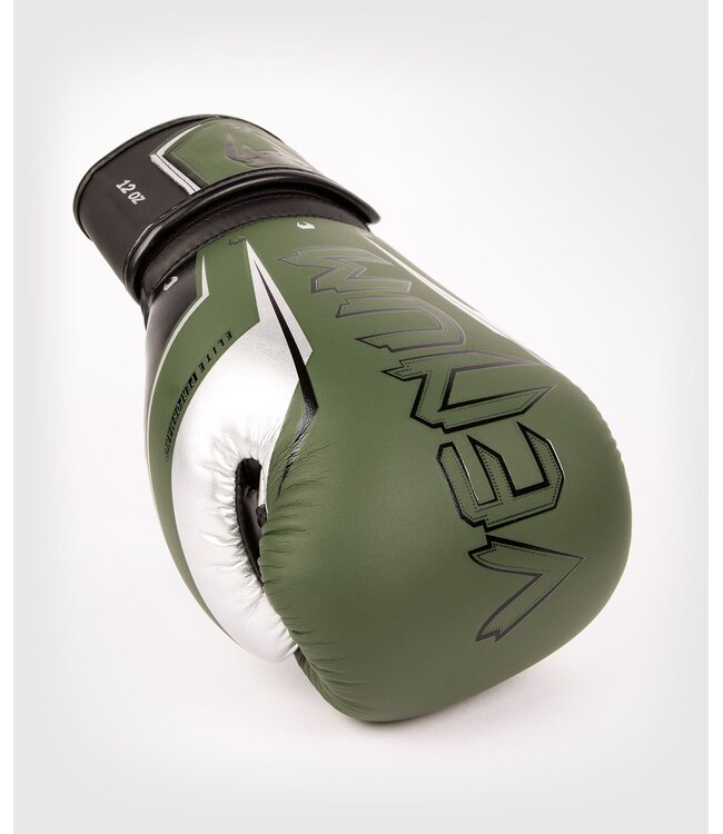 Venum Elite Evo Kickboxing Gloves Khaki Silver