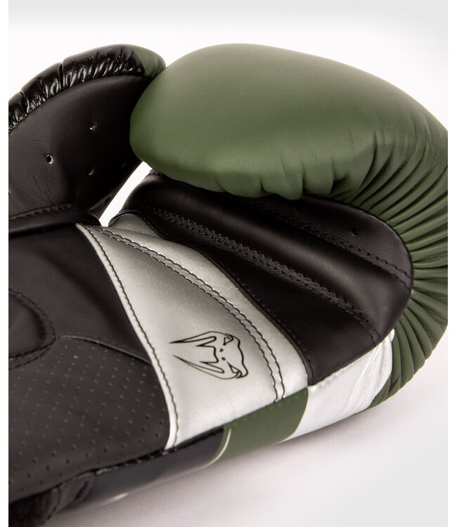 Venum Elite Evo Kickboxing Gloves Khaki Silver