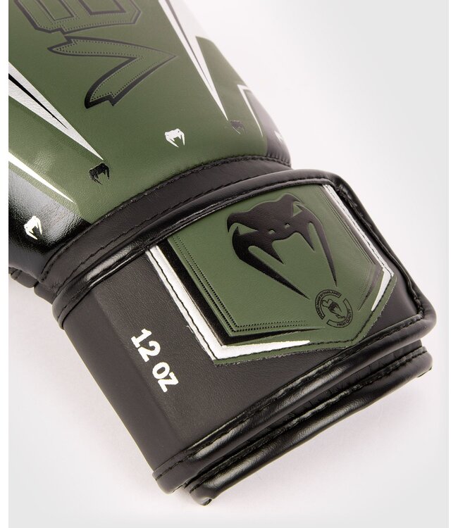 Venum Elite Evo Kickboxing Gloves Khaki Silver