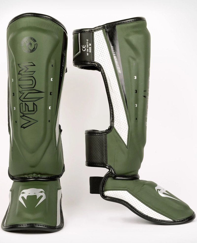 Venum Venum Elite Evo Kickboxing Shinguards Khaki Silver