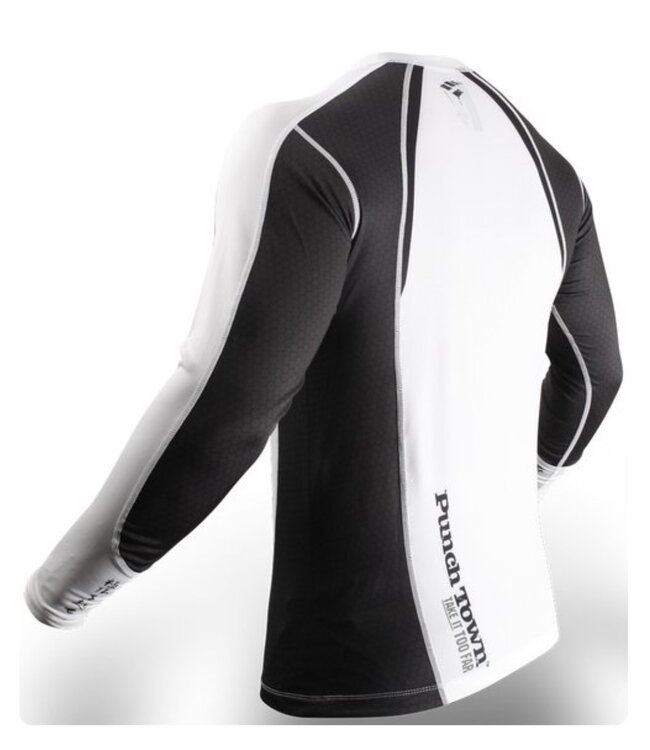 PunchTown Rash Guard Classic Long Sleeve White Black