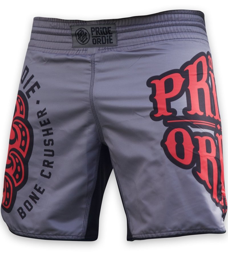 Pride or Die PRIDEorDIE MMA Fight Shorts Bone Crusher Grey