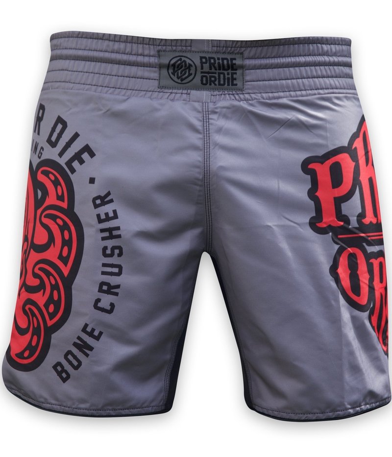 Pride or Die PRIDEorDIE MMA Fight Shorts Bone Crusher Grey