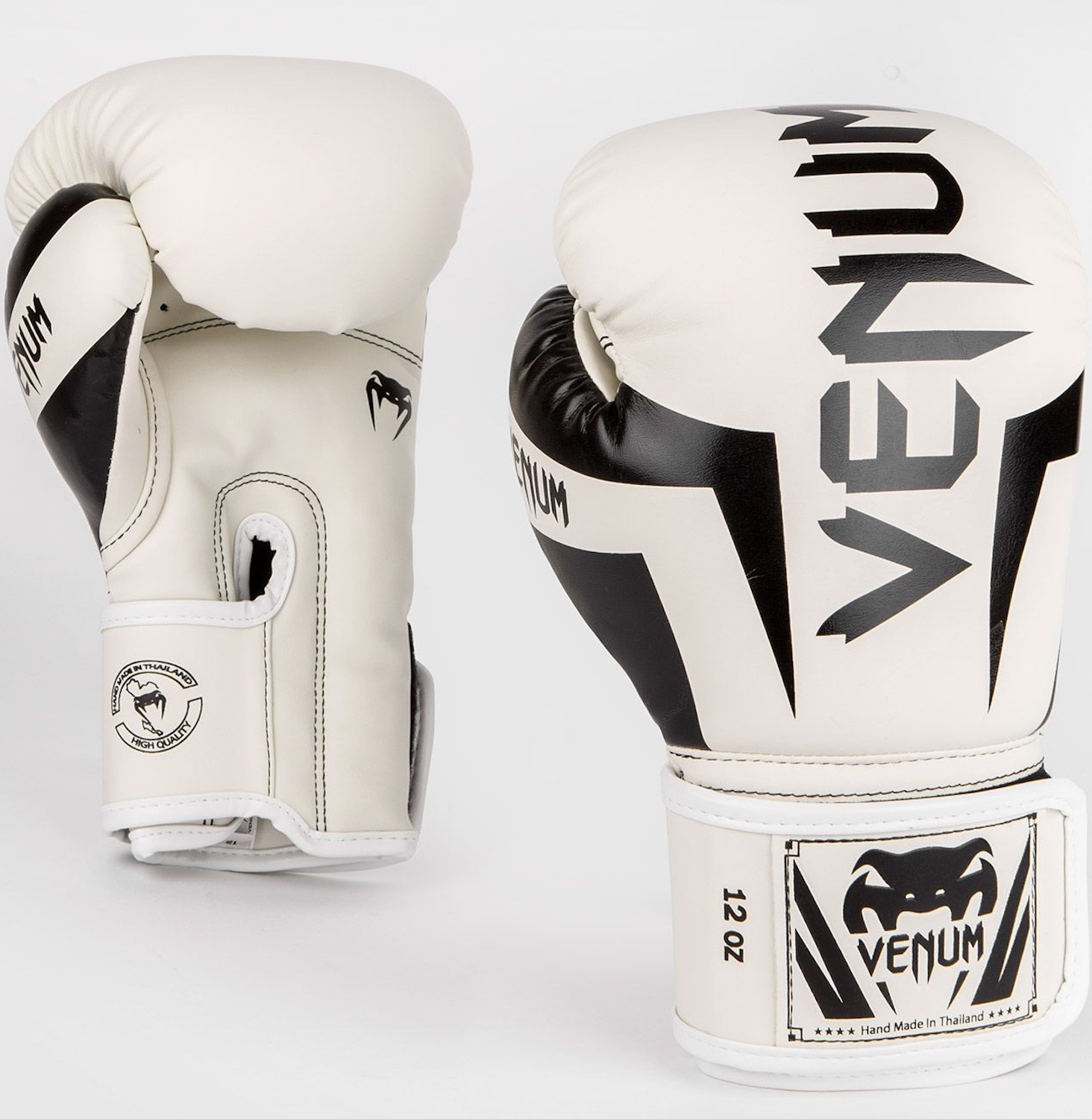 Venum ELITE Boxing Gloves White Black Kickboxing FIGHTWEAR SHOP