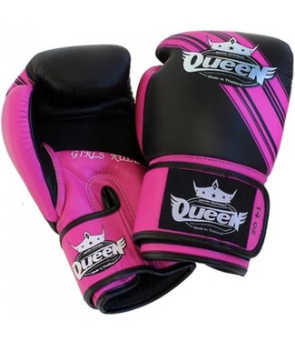 Queen BGQ Vixen 1 Kickboxing Boxing Gloves Leather Black Pink