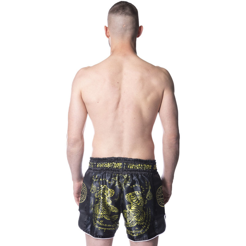 8 Weapons 8 Weapons Muay Thai Short Carbon Sak Yant Tigers Neon Yellow