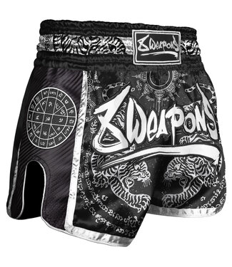 8 Weapons 8 Weapons Muay Thai Short Carbon Sak Yant Tigers Schwarz