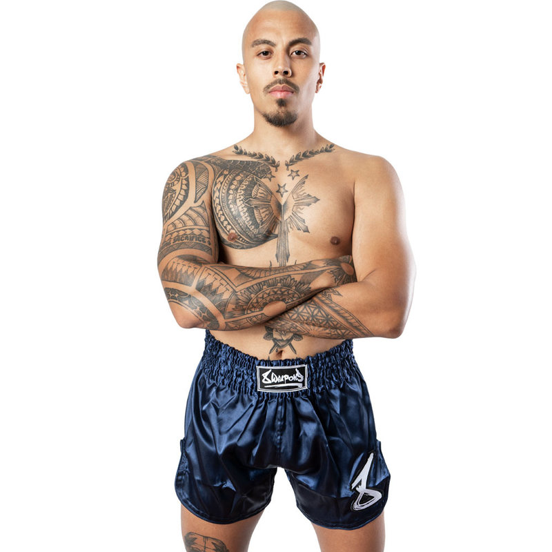 8 Weapons 8 WEAPONS Strike Muay Thai Kickboxing Shorts Blau Weiß