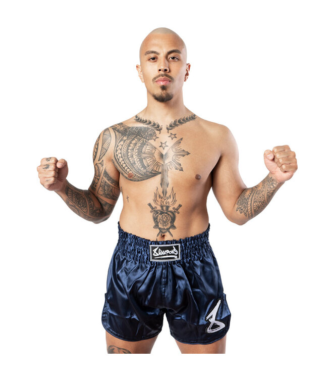 8 WEAPONS Strike Muay Thai Kickboxing Shorts Bleu White
