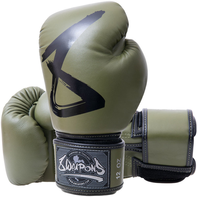 8 Big 8 Premium Bokshandschoenen Leder Olijfgroen - FIGHTWEAR SHOP NEDERLAND