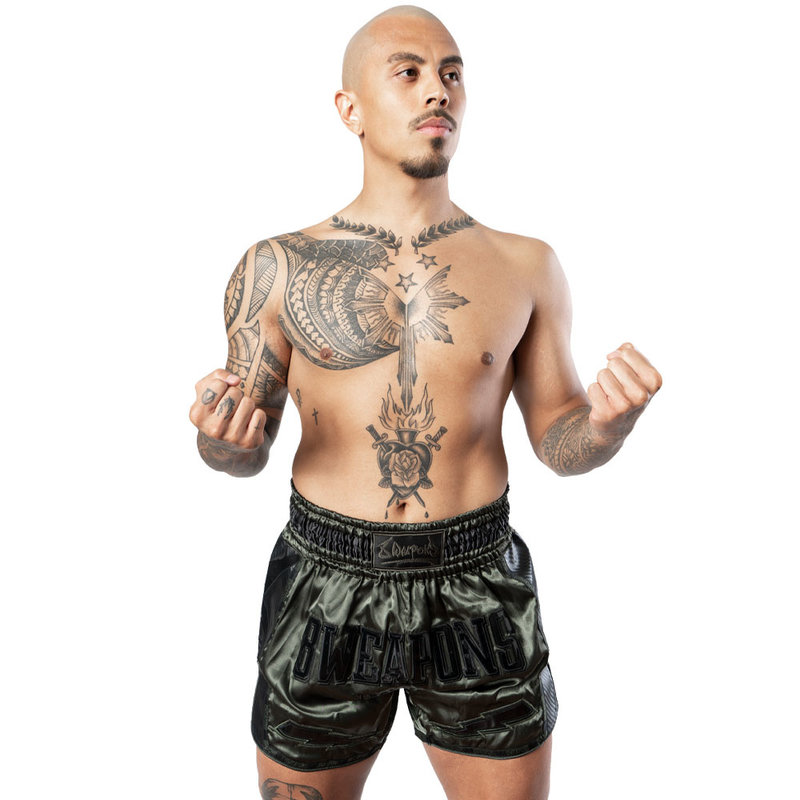 8 Weapons 8 WEAPONS Muay Thai Short Carbon Underworld Olijfgroen